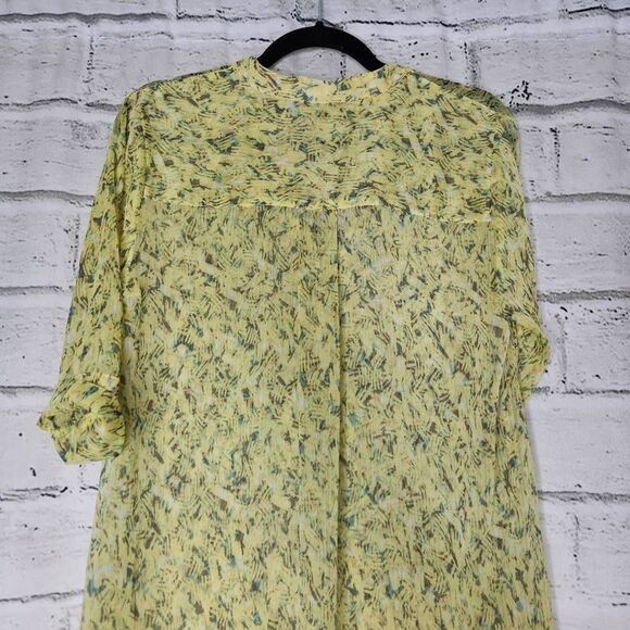 Nic + Zoe Printed Split V-Neck Hi-Low Hem Tunic Top Yellow Small - Picture 6 of 14